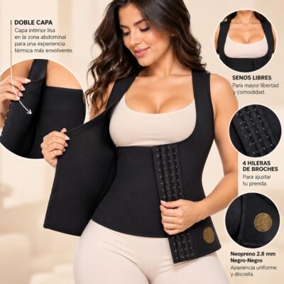 Detalle de doble capa de faja chaleco térmica Rainbow Shaper