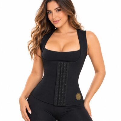 Faja chaleco térmica de neopreno Negro-Negro vista frontal